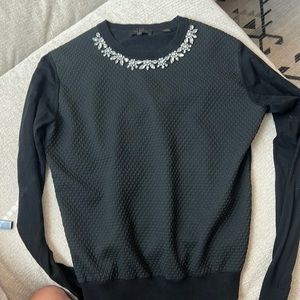 Ted Baker bejeweled neckline black sweater size 1